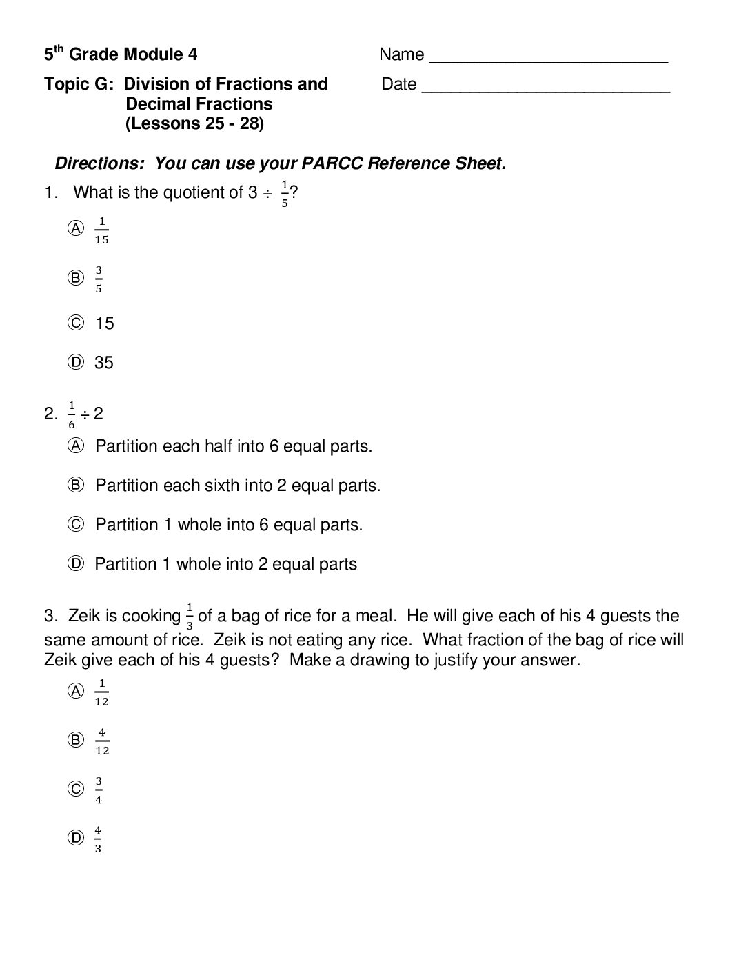 Mod 4 Topic G Lessons 25 27 Quiz