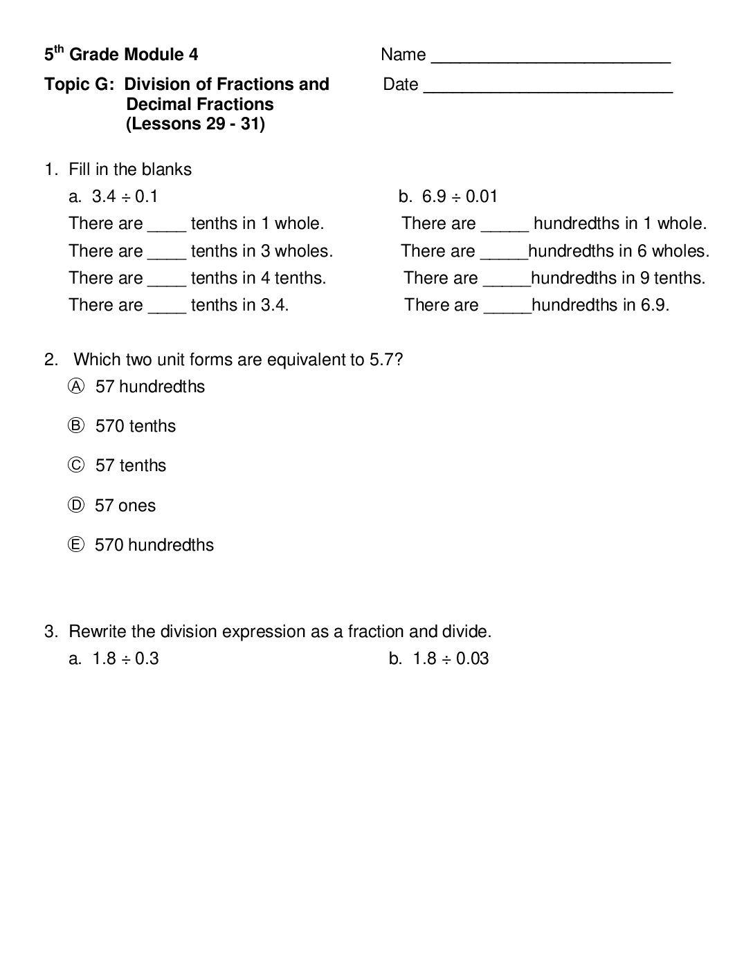 Mod 4 Topic G Lessons 29 31 Quiz