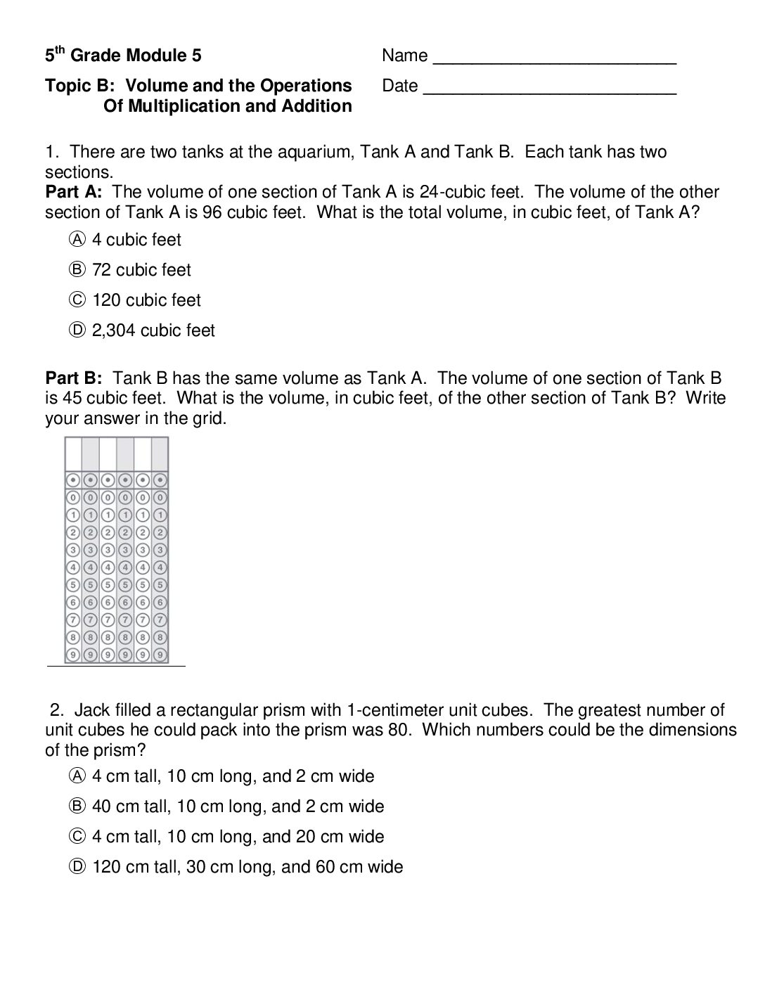 Mod 5 Topic B Quiz