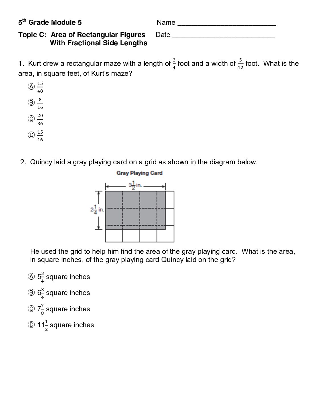 Mod 5 Topic C Quiz