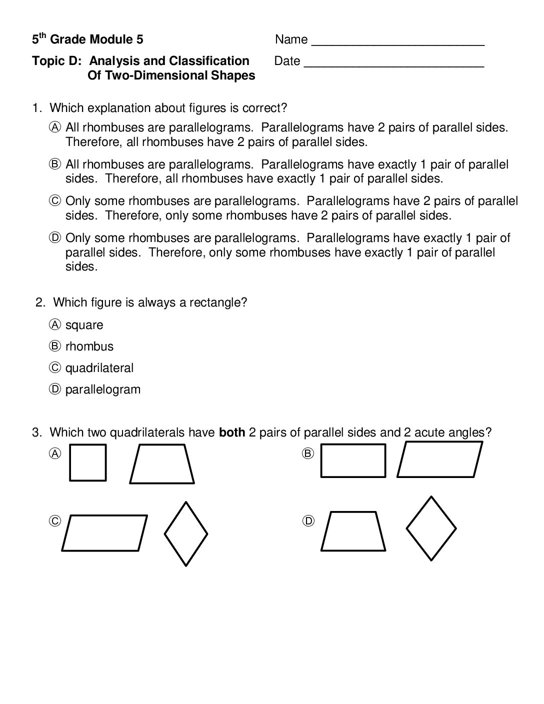 Mod 5 Topic D Quiz