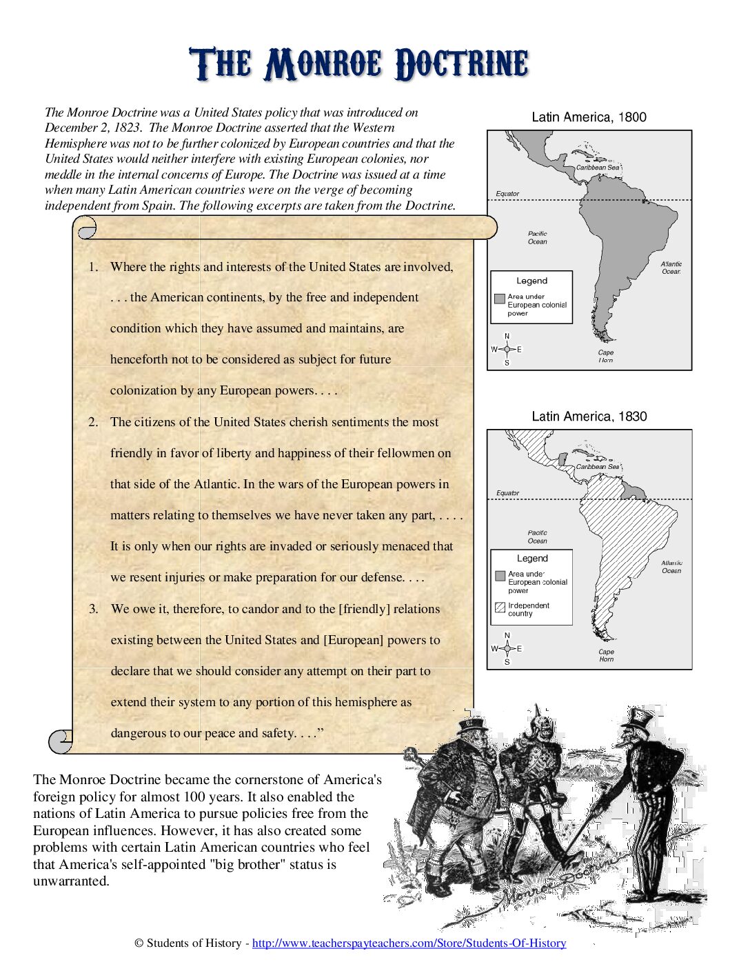 Monroe Doctrine Primary Source Analysis