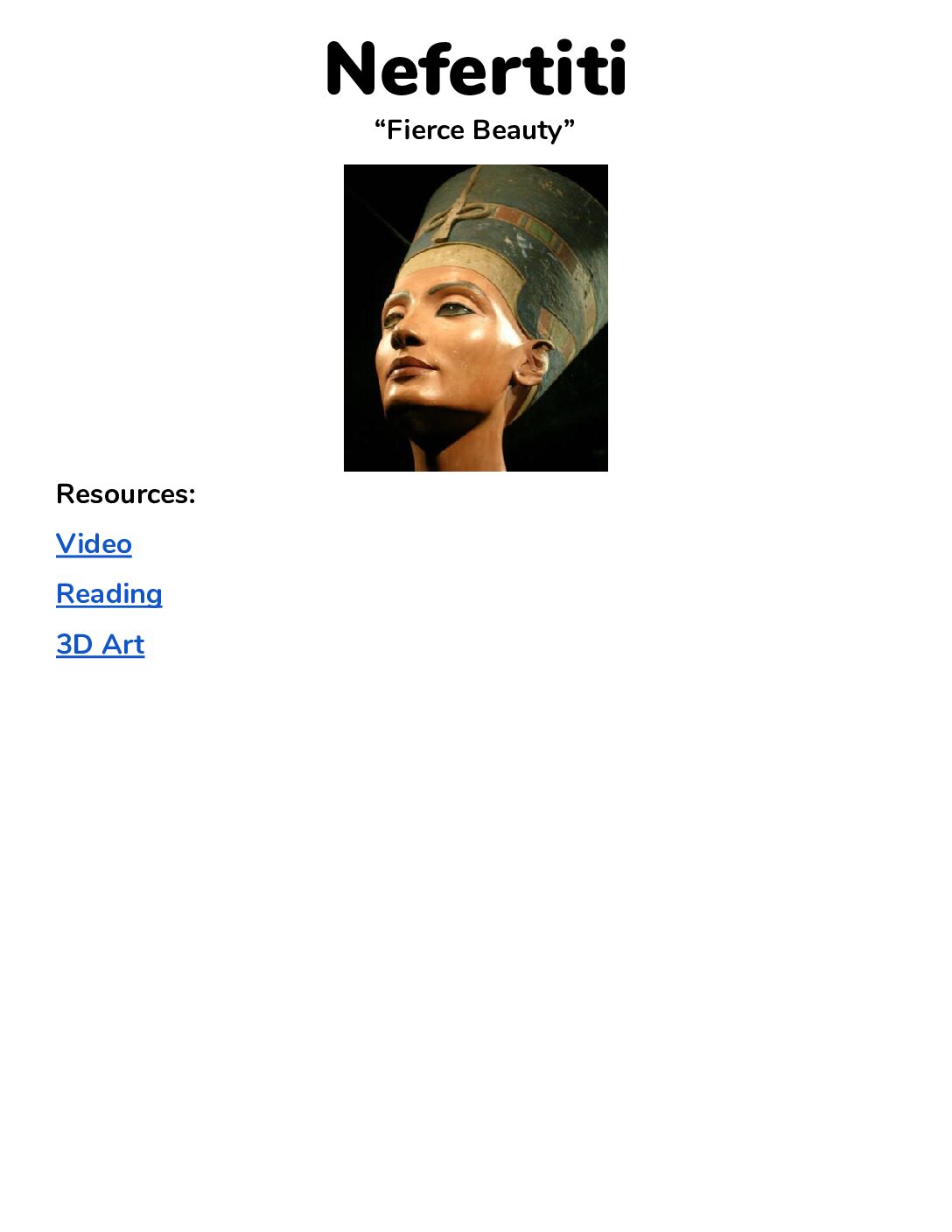 Nefertiti Information Card