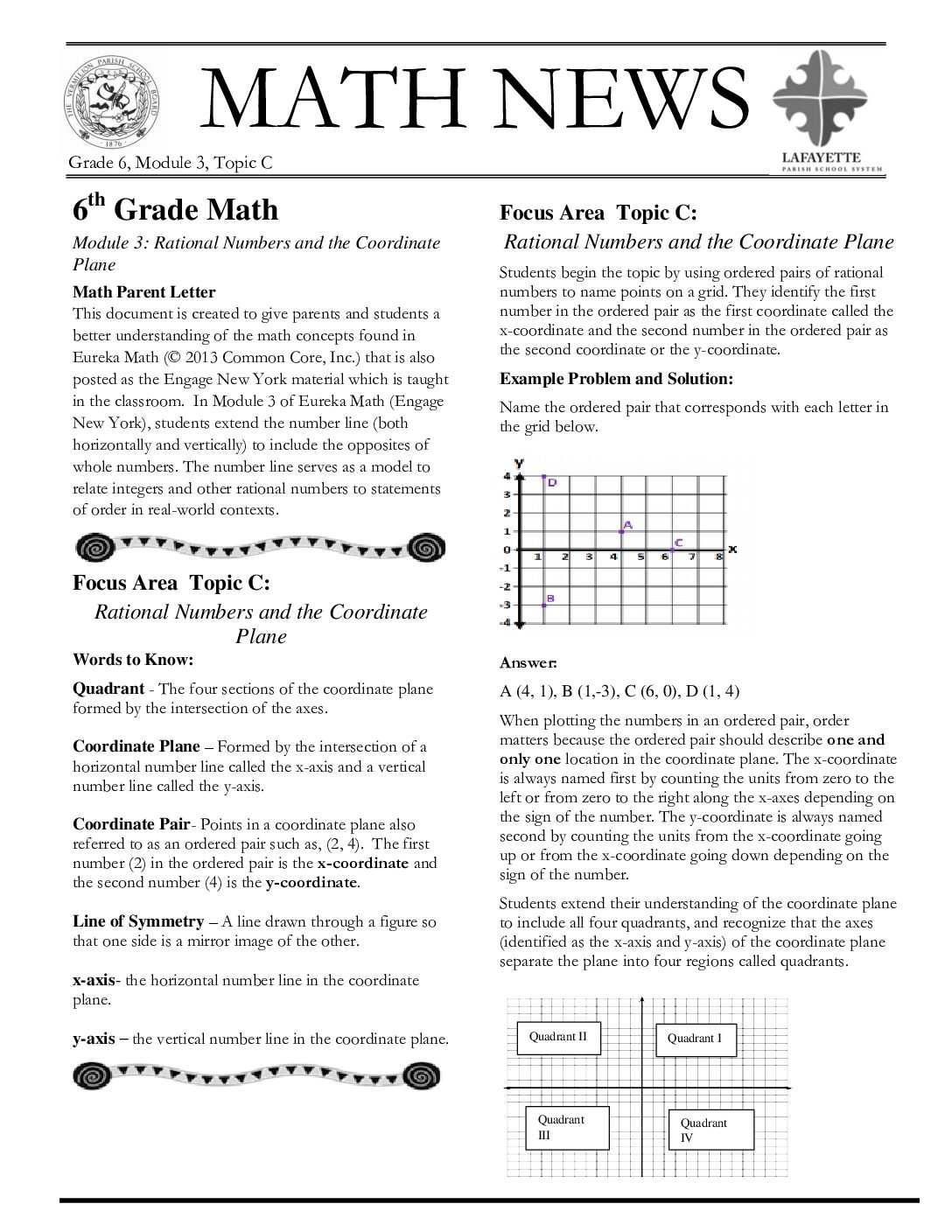 Newsletters Grade 6 Module 3 Topic C