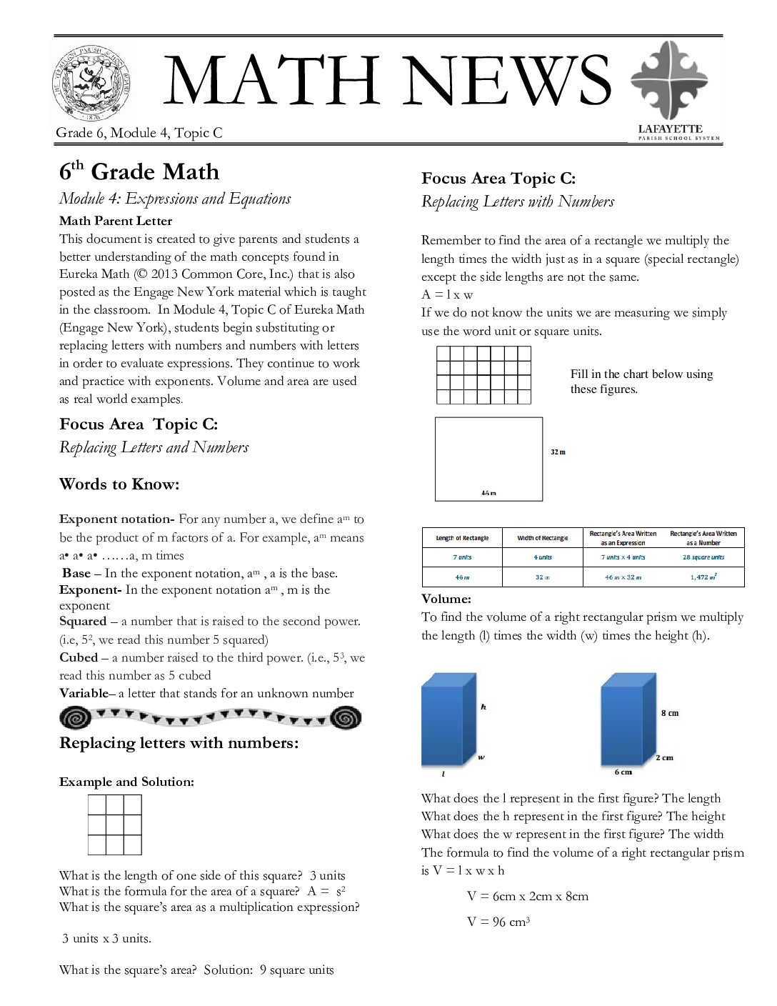 Newsletters Grade 6 Module 4 Topic C