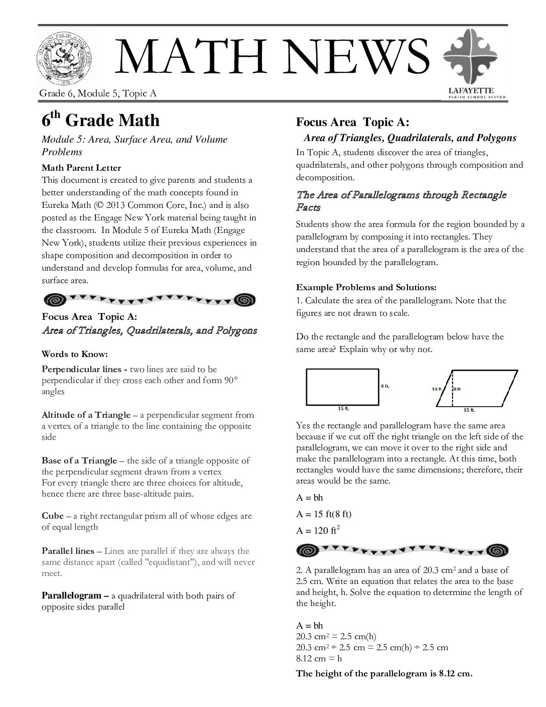 Newsletters Grade 6 Module 5 Topic A