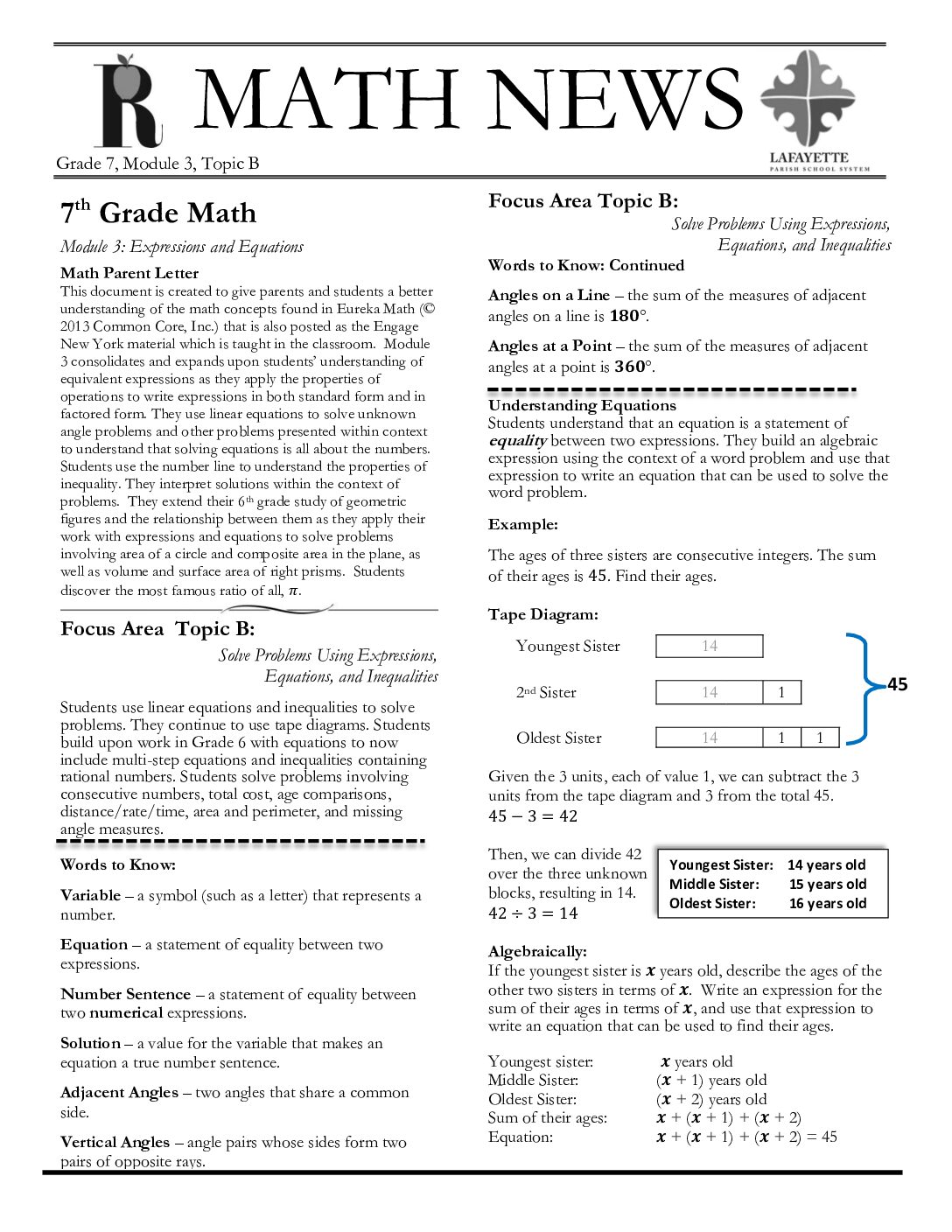 Newsletters Grade 7 Mod 3 Topic B