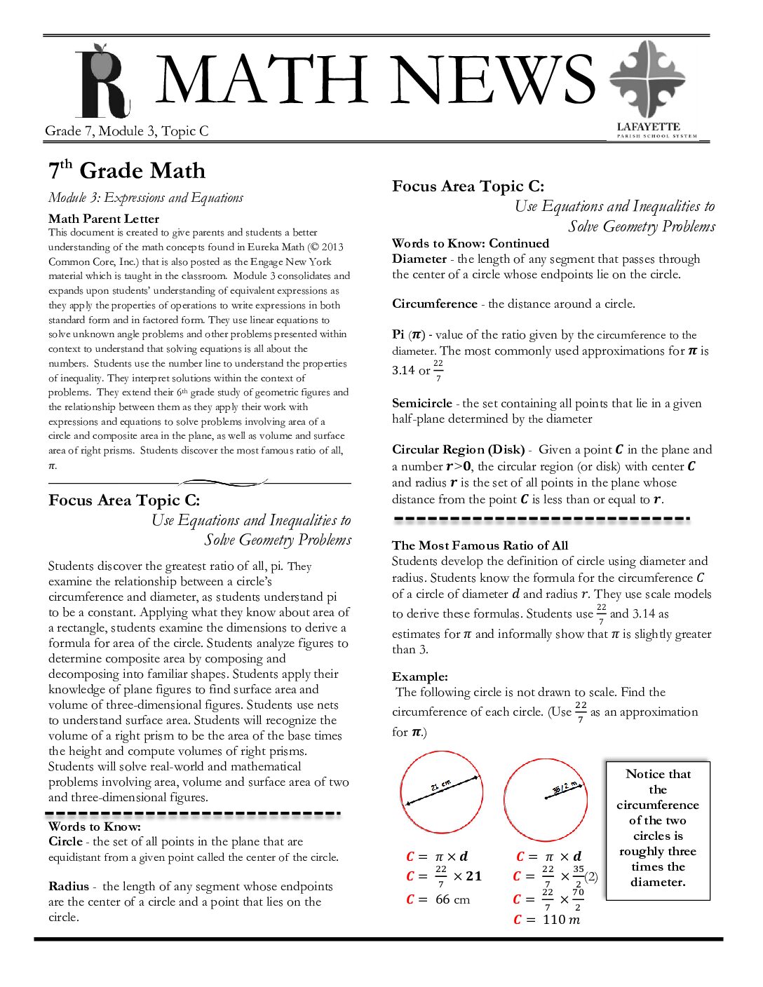 Newsletters Grade 7 Mod 3 Topic C