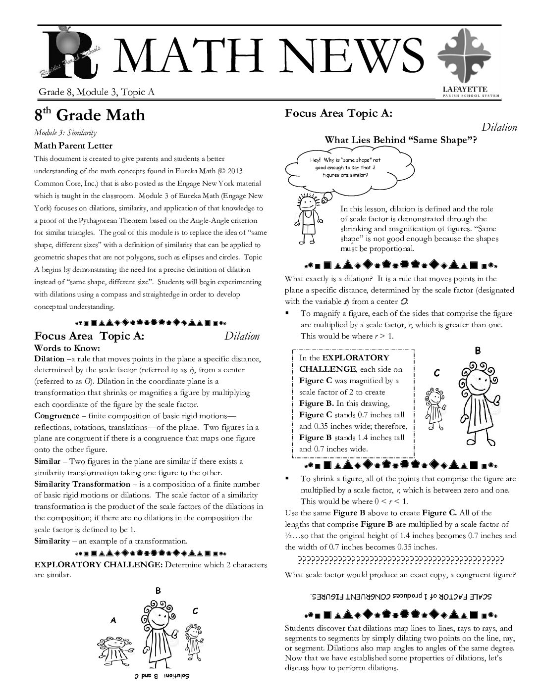 Newsletters Grade 8 Math Mod 3 Topic A