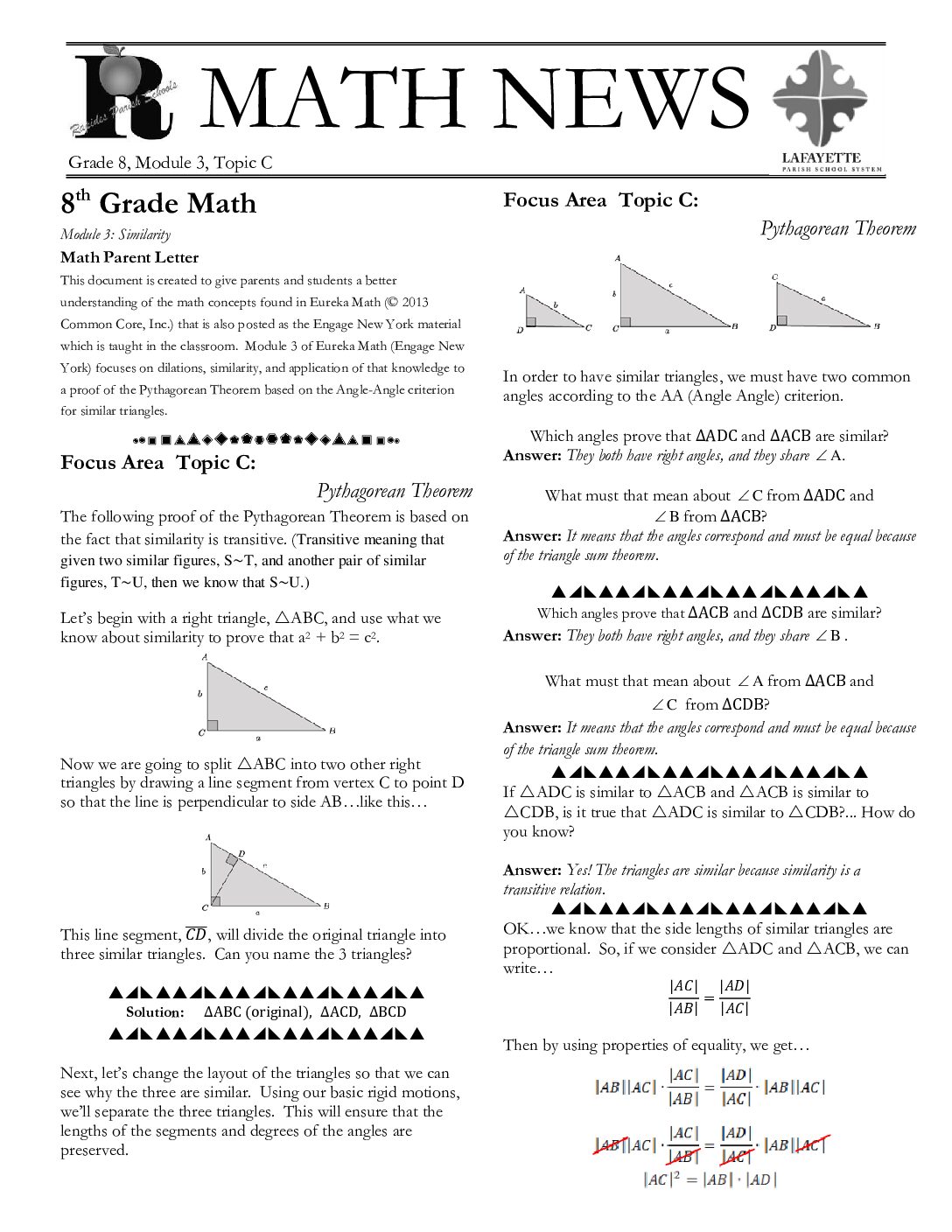 Newsletters Grade 8 Math Mod 3 Topic C