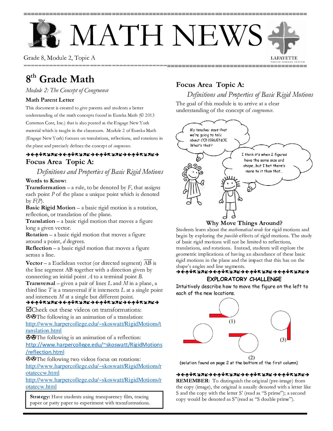 Newsletters Grade 8 Mod 2 Topic A