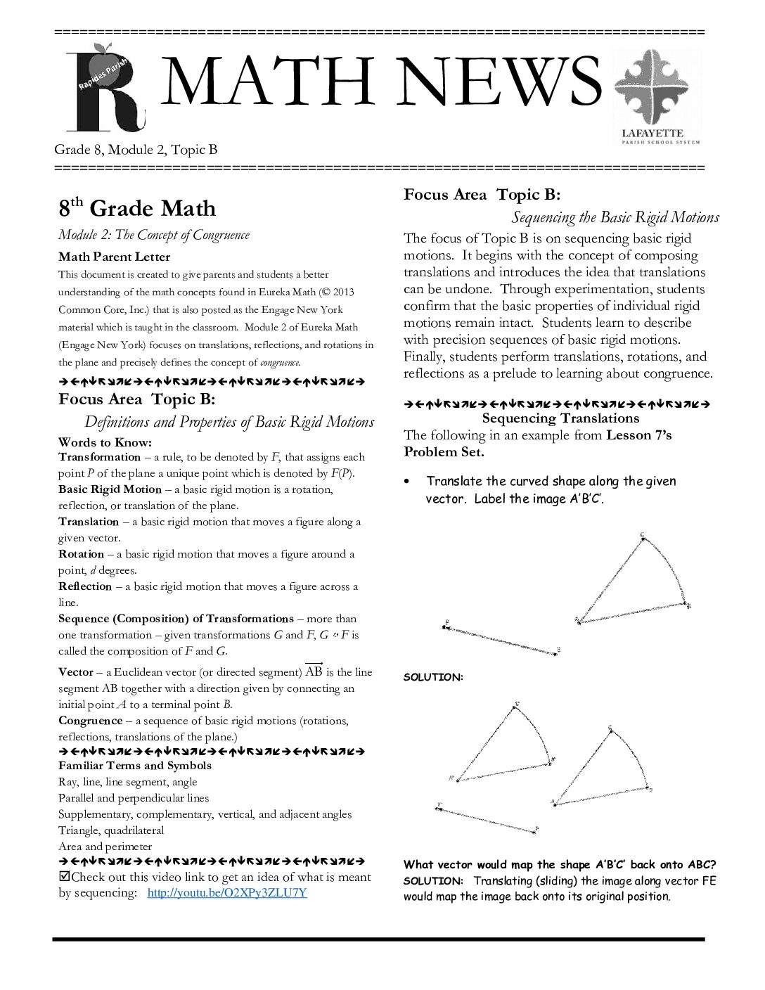 Newsletters Grade 8 Mod 2 Topic B
