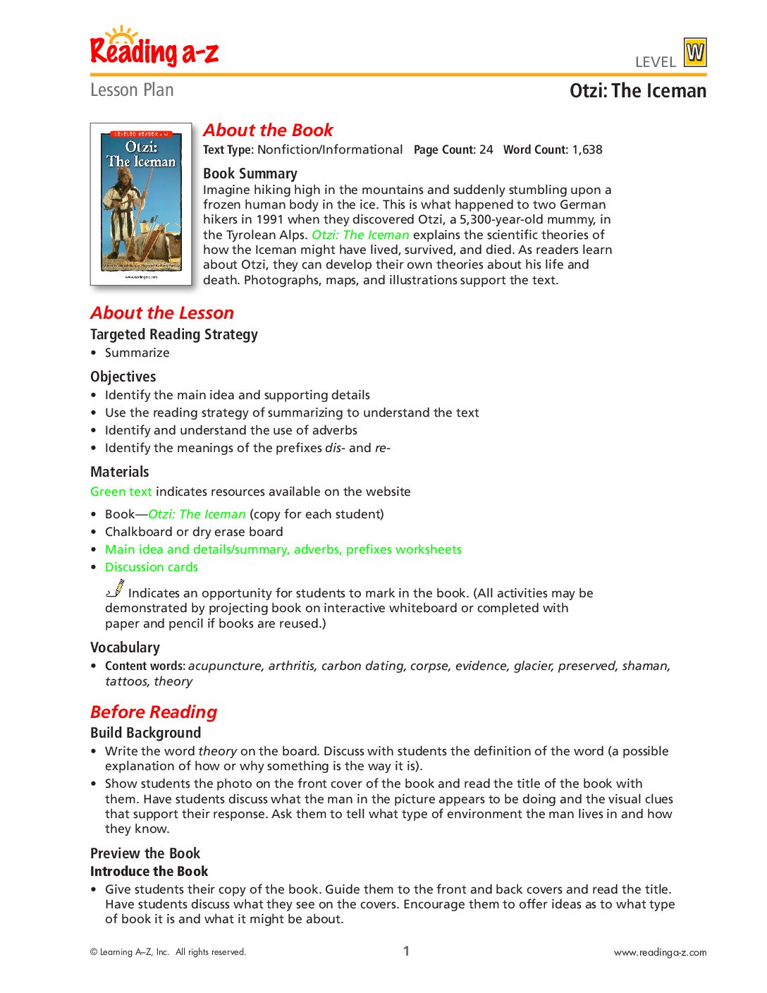 Otzi The Ice Man Lesson Plan