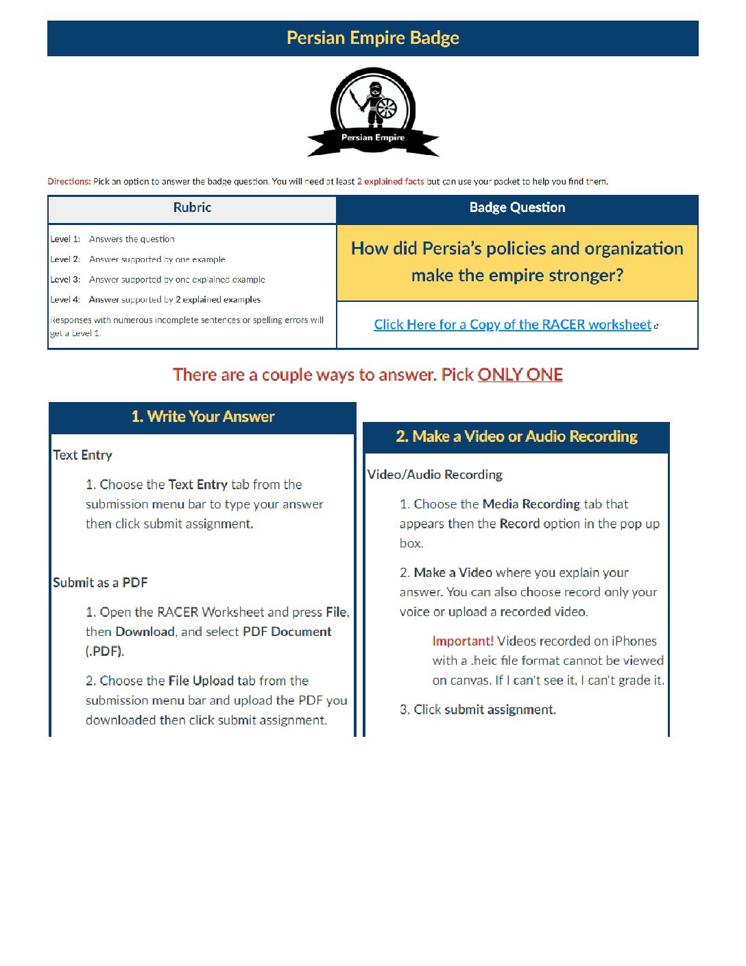 P.4 Persian Empire Worksheet