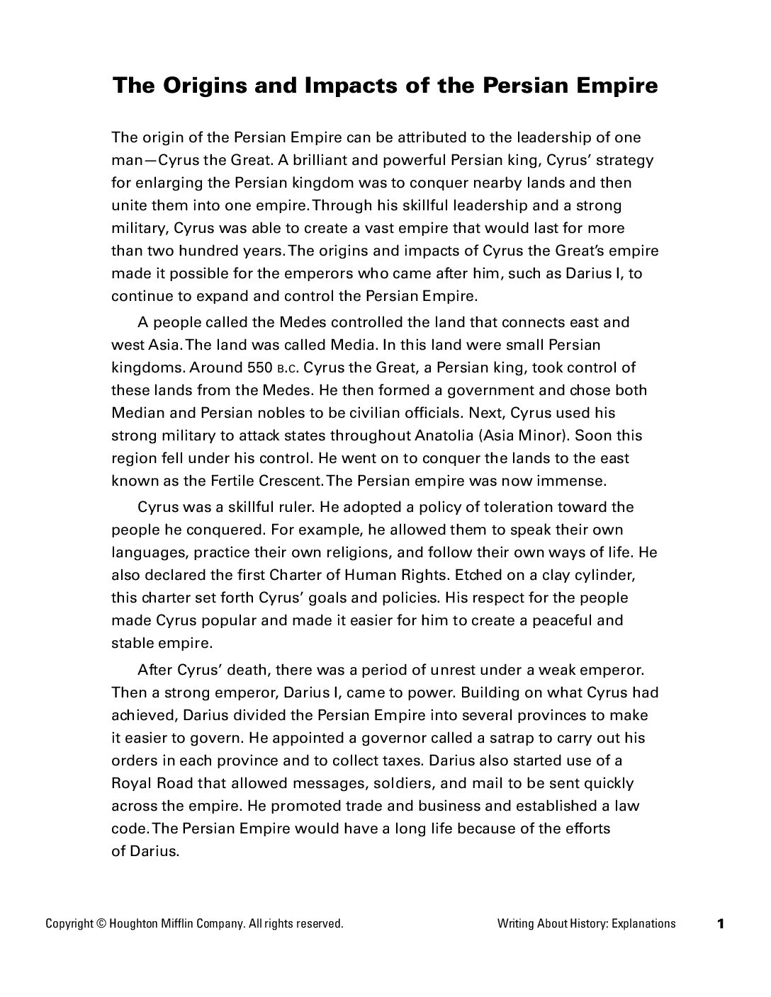 Persia Article Breakdown