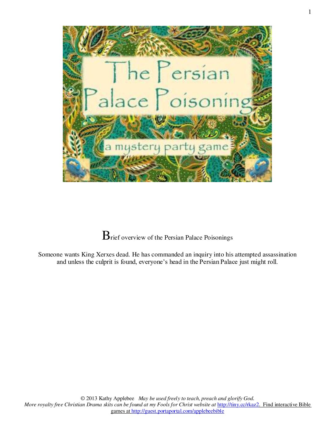 Persian Palace Poisonings Host Packet