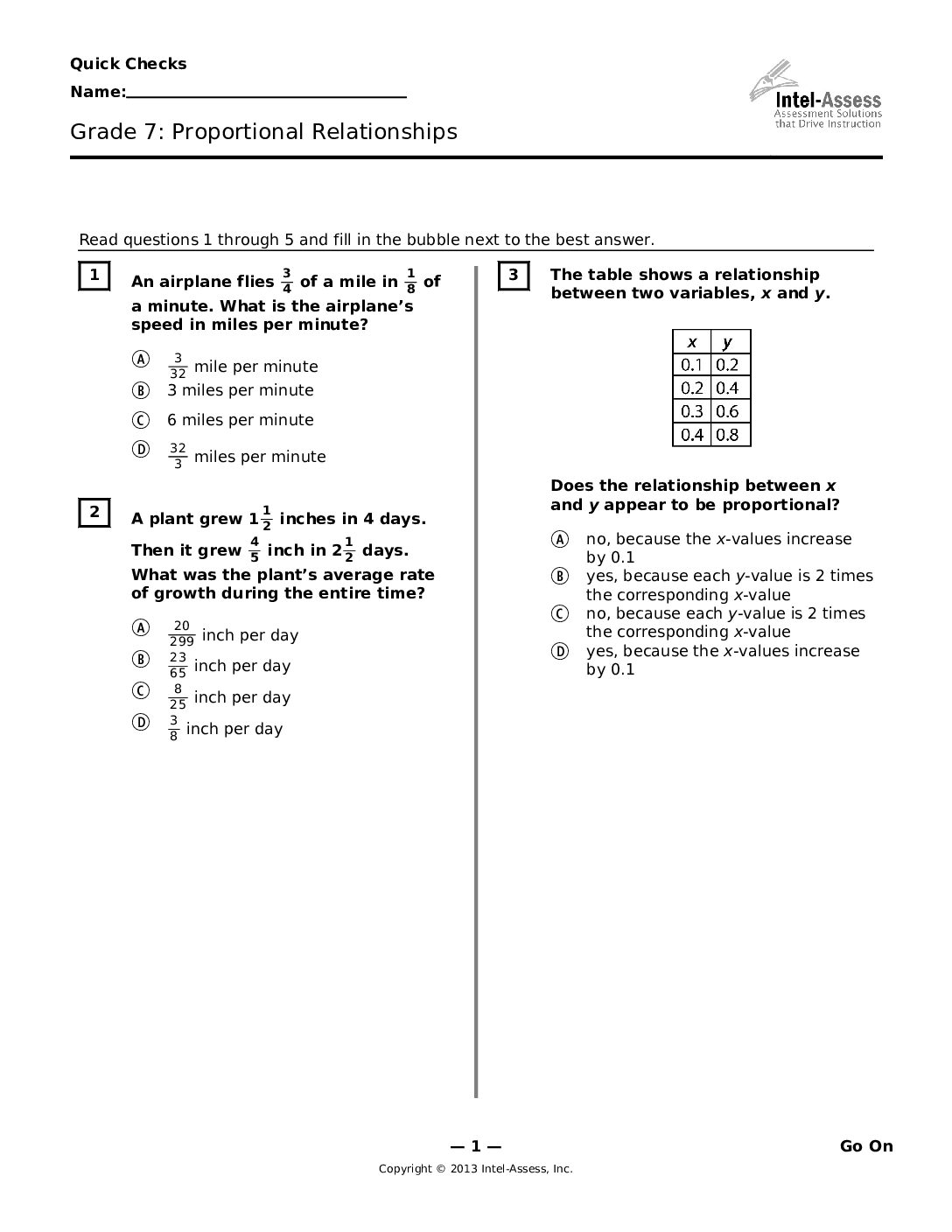 Qce45550 Grade 7 Proportional Relationships