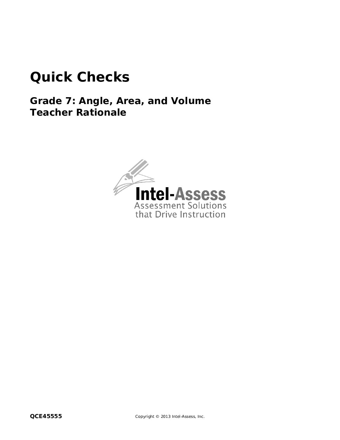 Qce45555 Grade 7 Angle Area And Volume Rationale