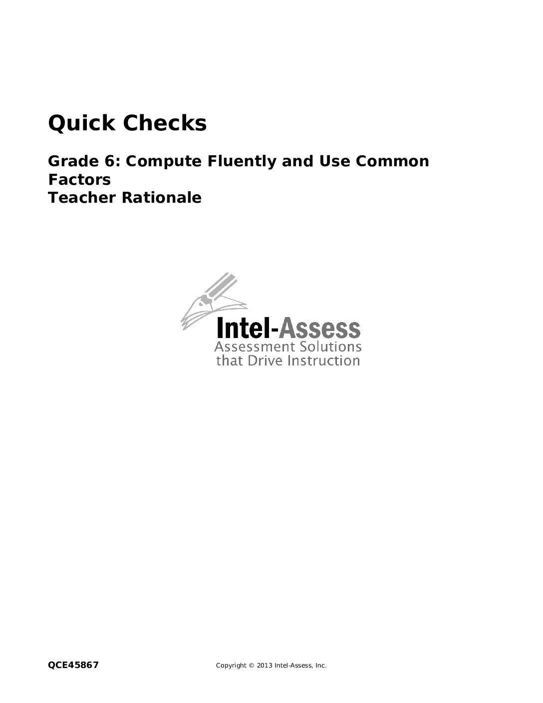 Qce45867 Grade 6 Compute Fluently And Use Common Factors Rationale