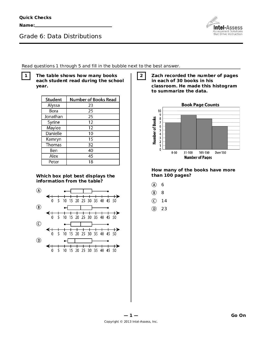 Qce45873 Grade 6 Data Distributions