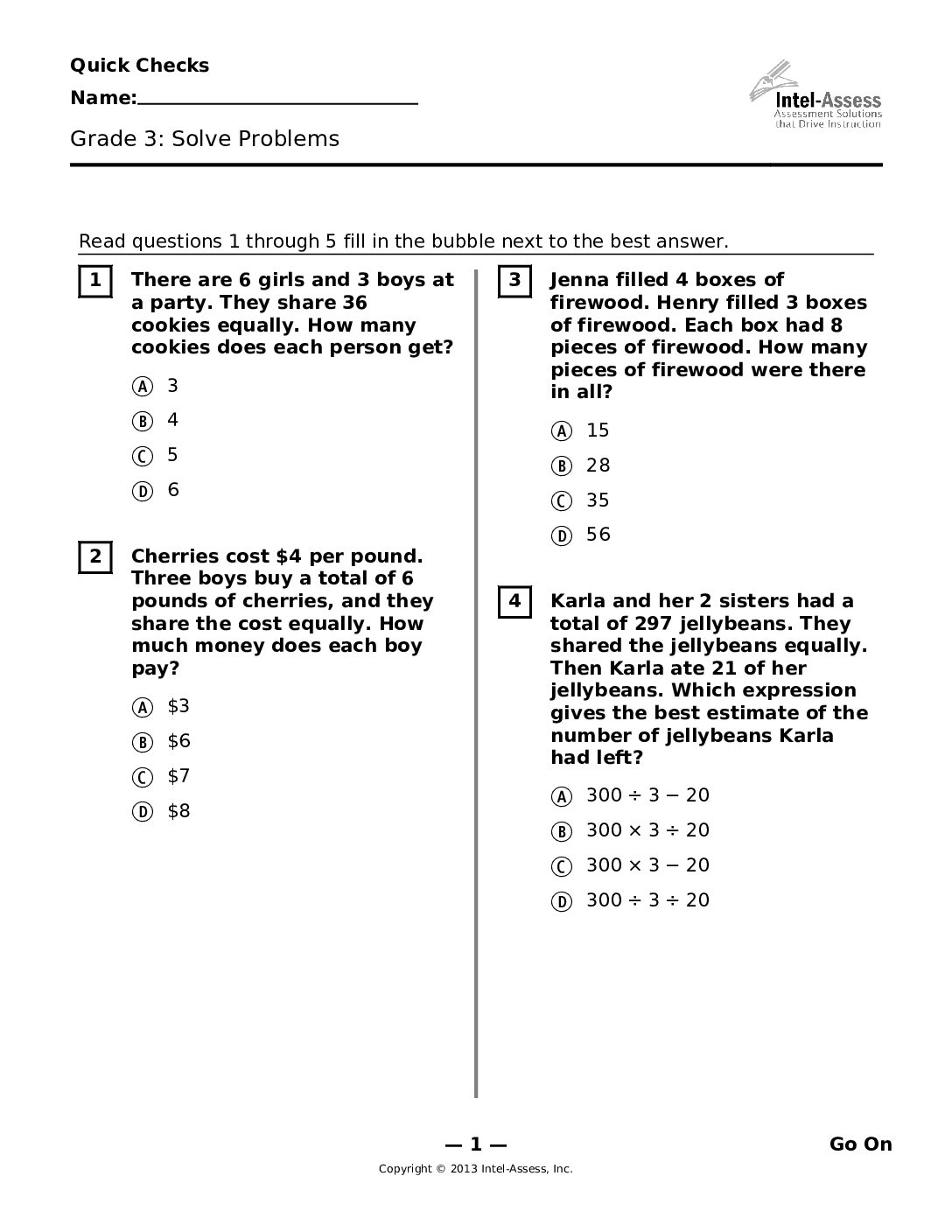 Qce46287 Grade 3 Solve Problems