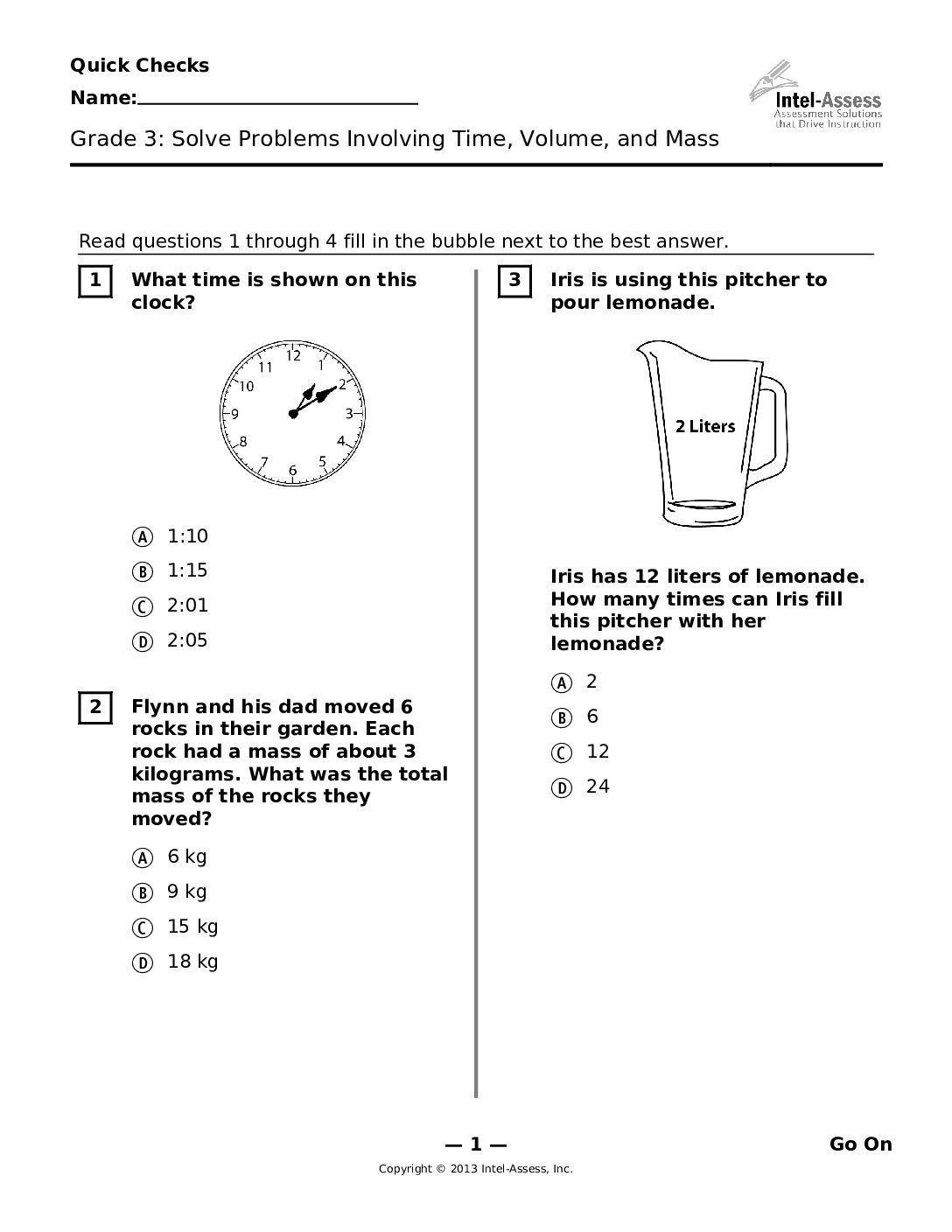 Qce46290 Grade 3 Solve Problems Involving Time Volume And Mass