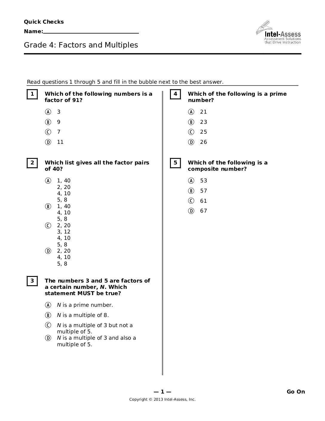 Qce47205 Grade 4 Factors And Multiples