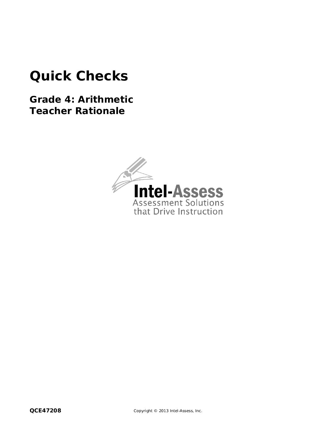 Qce47208 Grade 4 Arithmetic Rationale