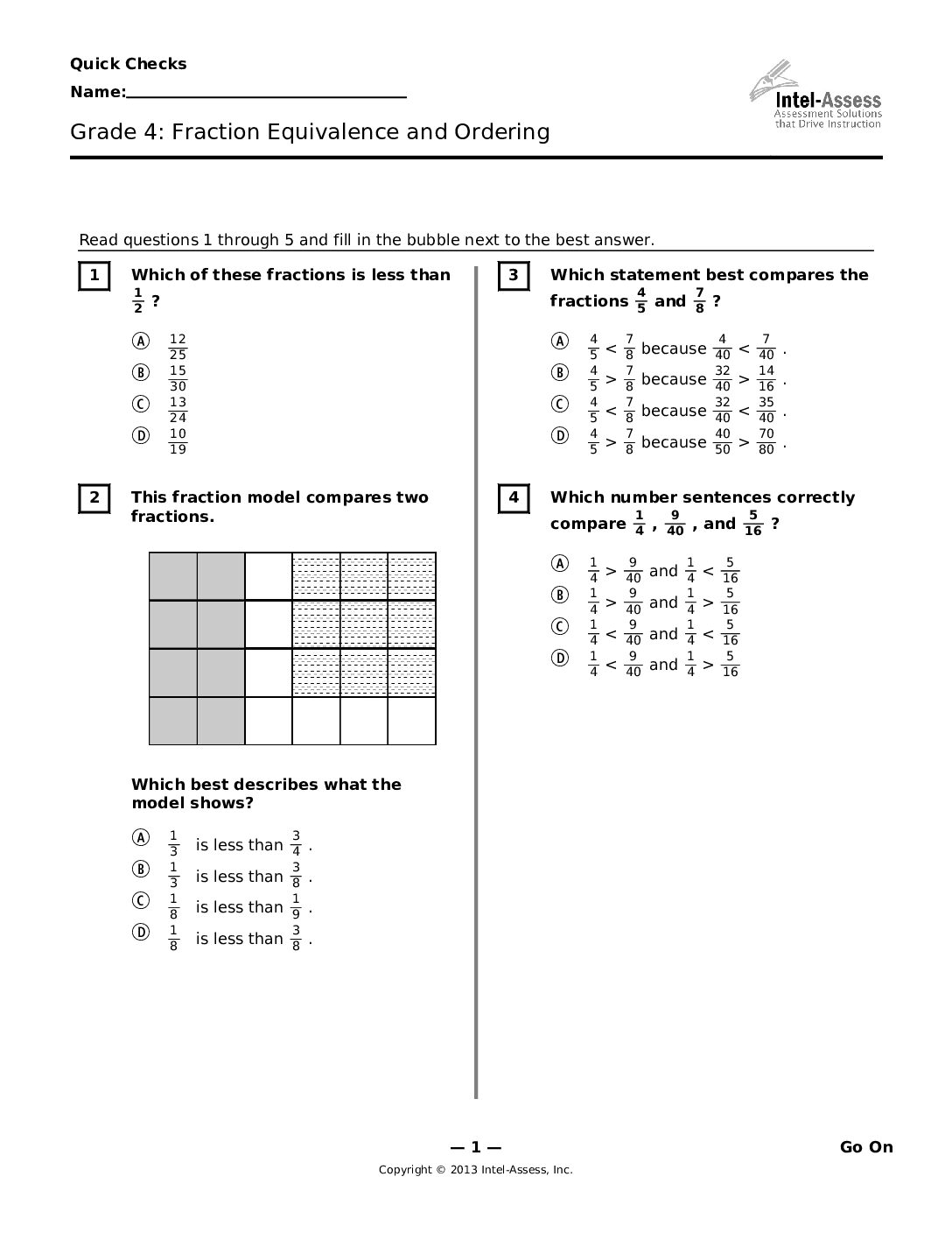 Qce47209 Grade 4 Fraction Equivalence And Ordering