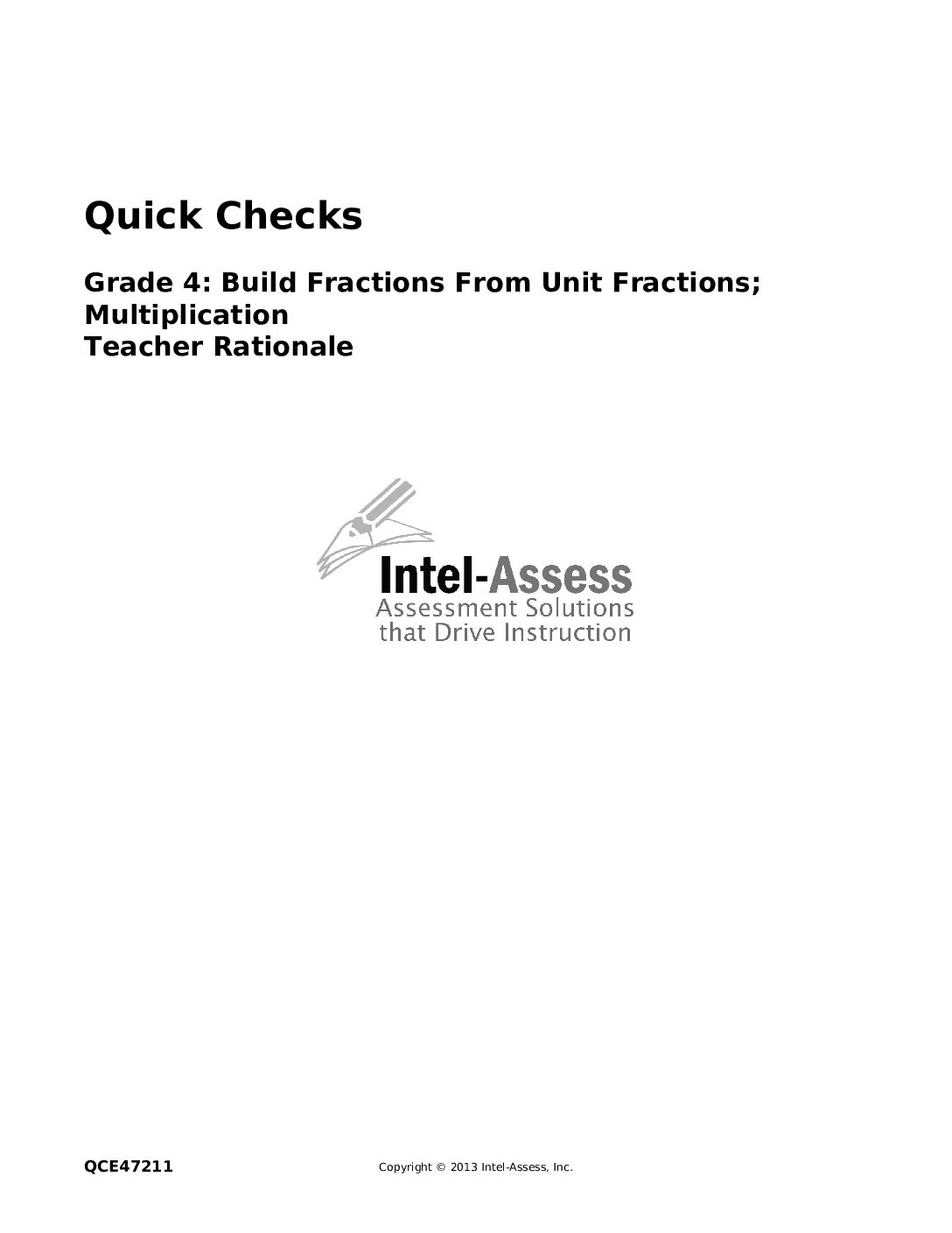 Qce47211 Grade 4 Build Fractions From Unit Fractions Multiplication Rationale