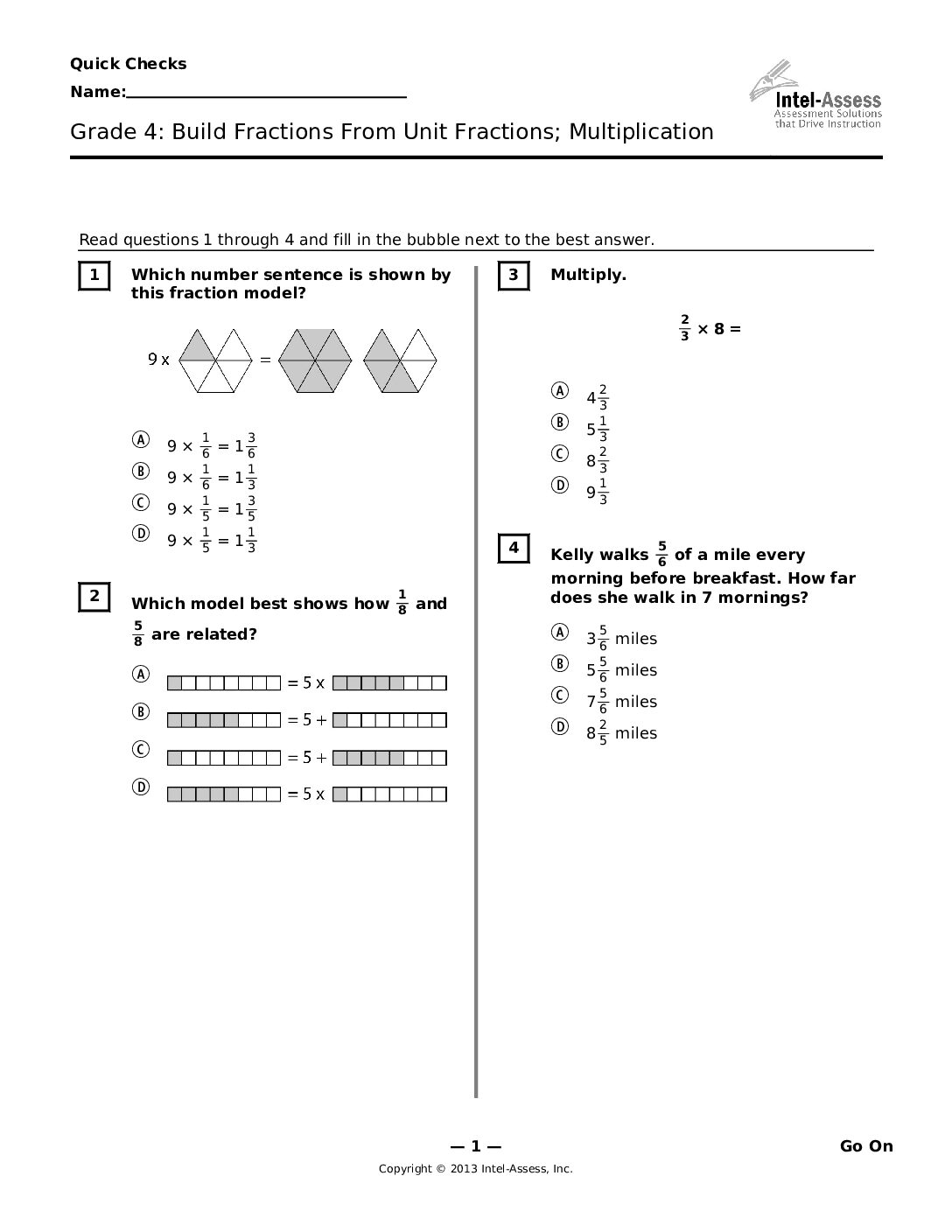 Qce47211 Grade 4 Build Fractions From Unit Fractions Multiplication