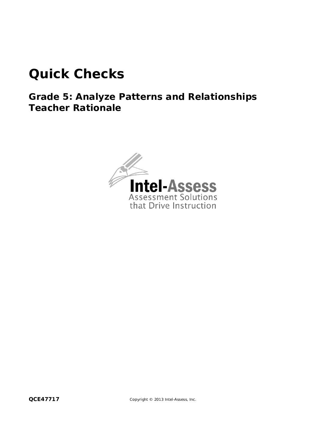 Qce47717 Grade 5 Analyze Patterns And Relationships Rationale