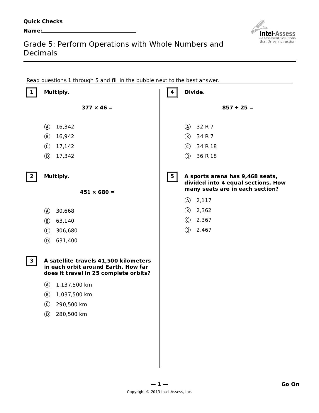 Qce47719 Grade 5 Perform Operations With Whole Numbers And Decimals