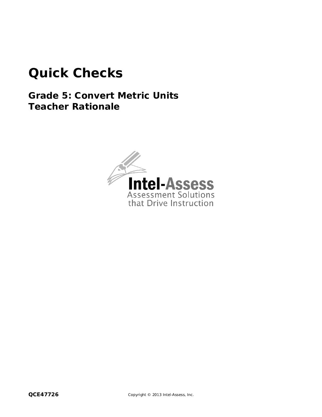 Qce47726 Grade 5 Convert Metric Units Rationale