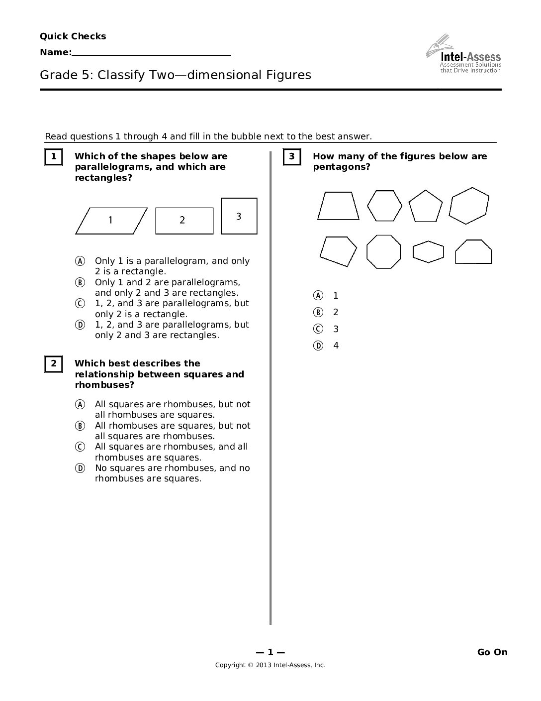 Qce47730 Grade 5 Classify Two Dimensional Figures