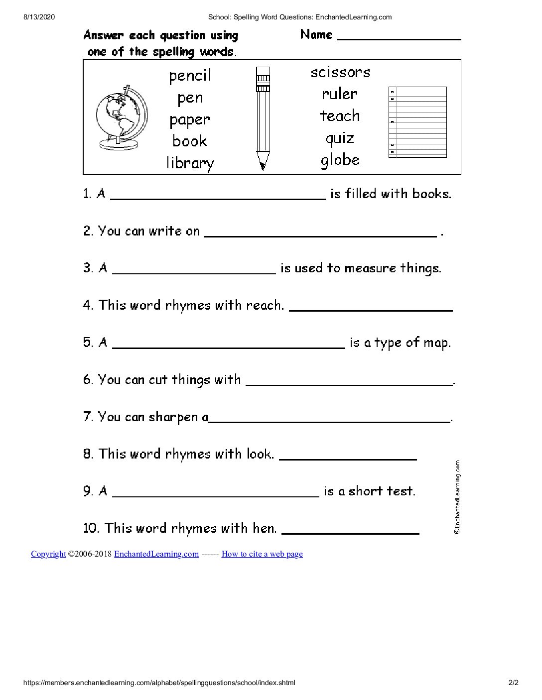 Schoolspelling Word Question