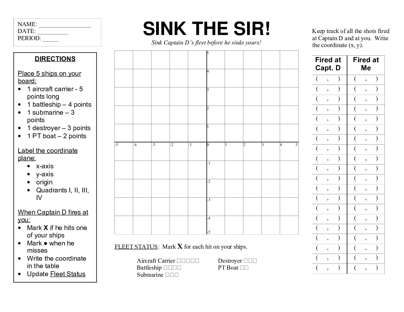 Sink the sirbattle ship game