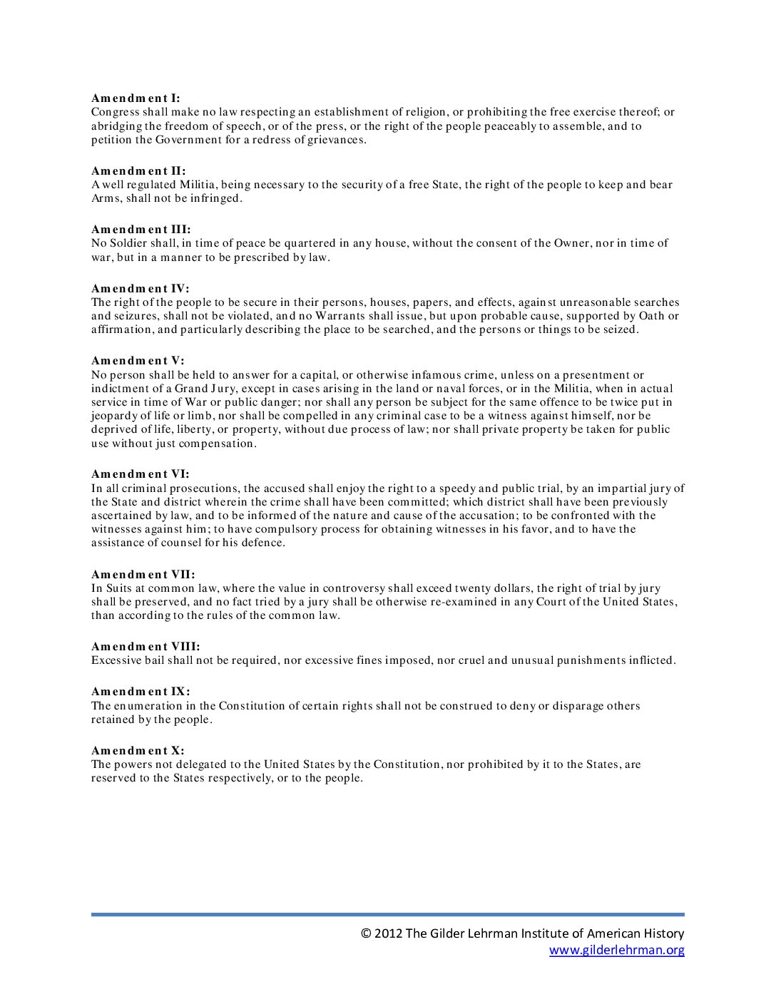 The 10 Amendments