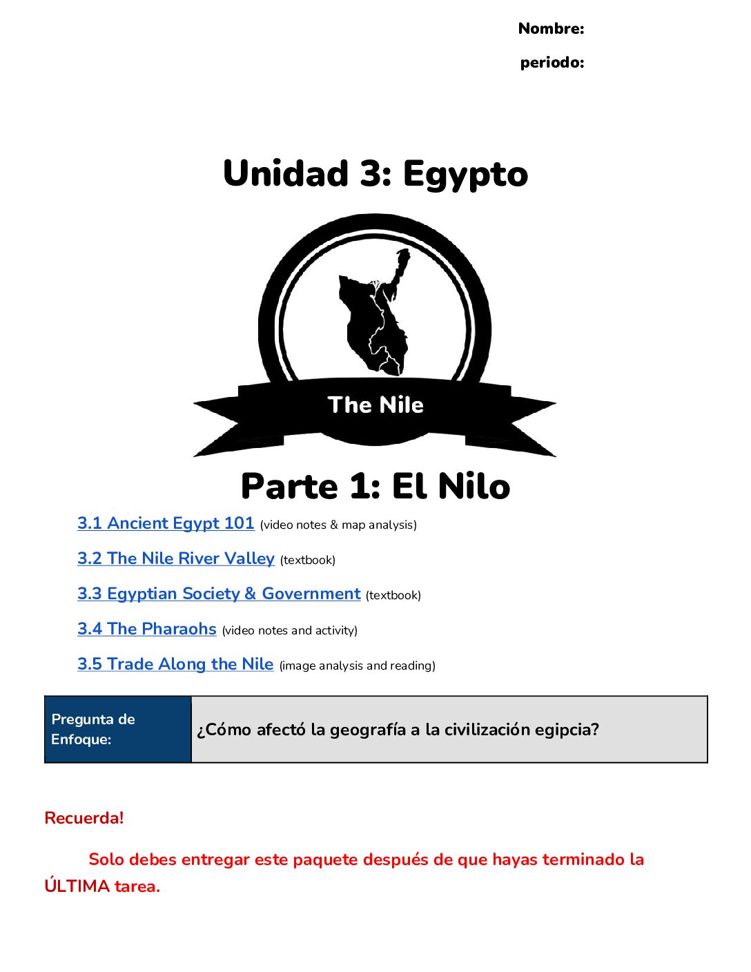 Unidad 3 Parte 1 El Nilo