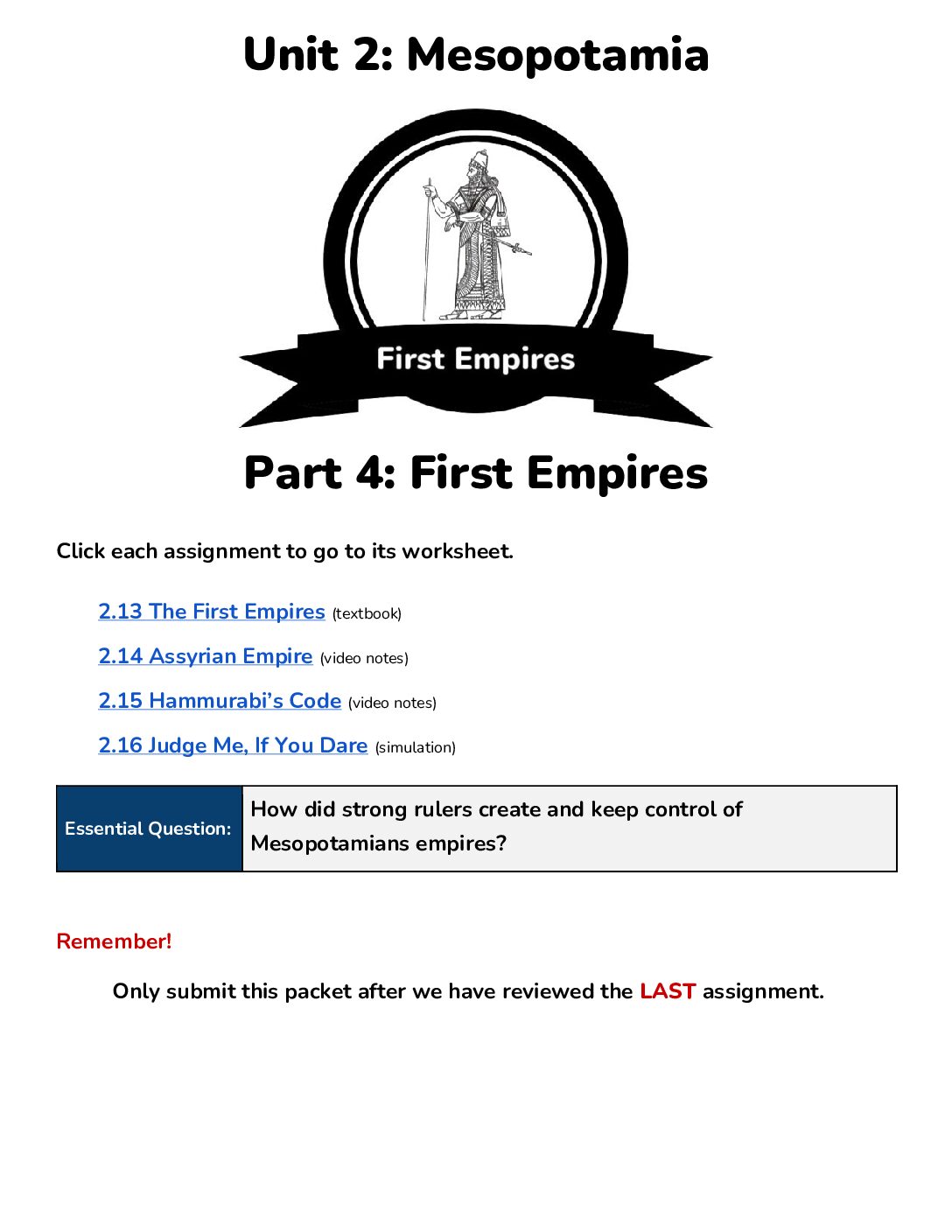 Unit 2 Part 4 First Empires