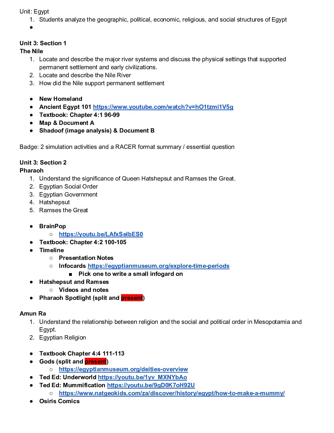 Unit 3 Outline