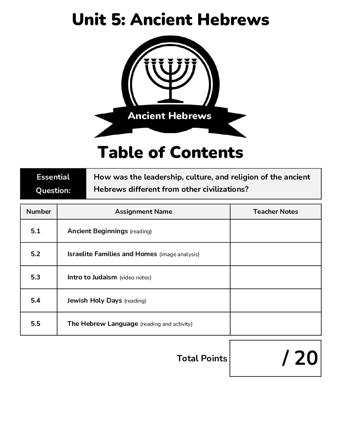 Unit 5 Ancient Hebrews (Hard Copy)