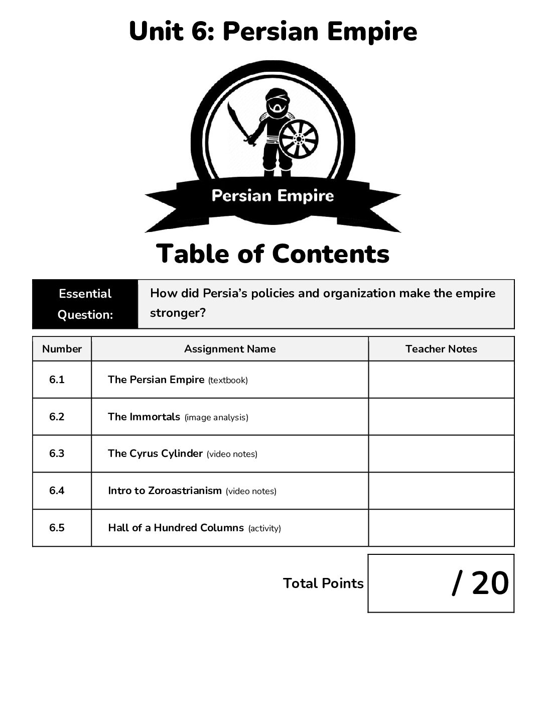 Unit 6 Persian Empire (Hard Copy)