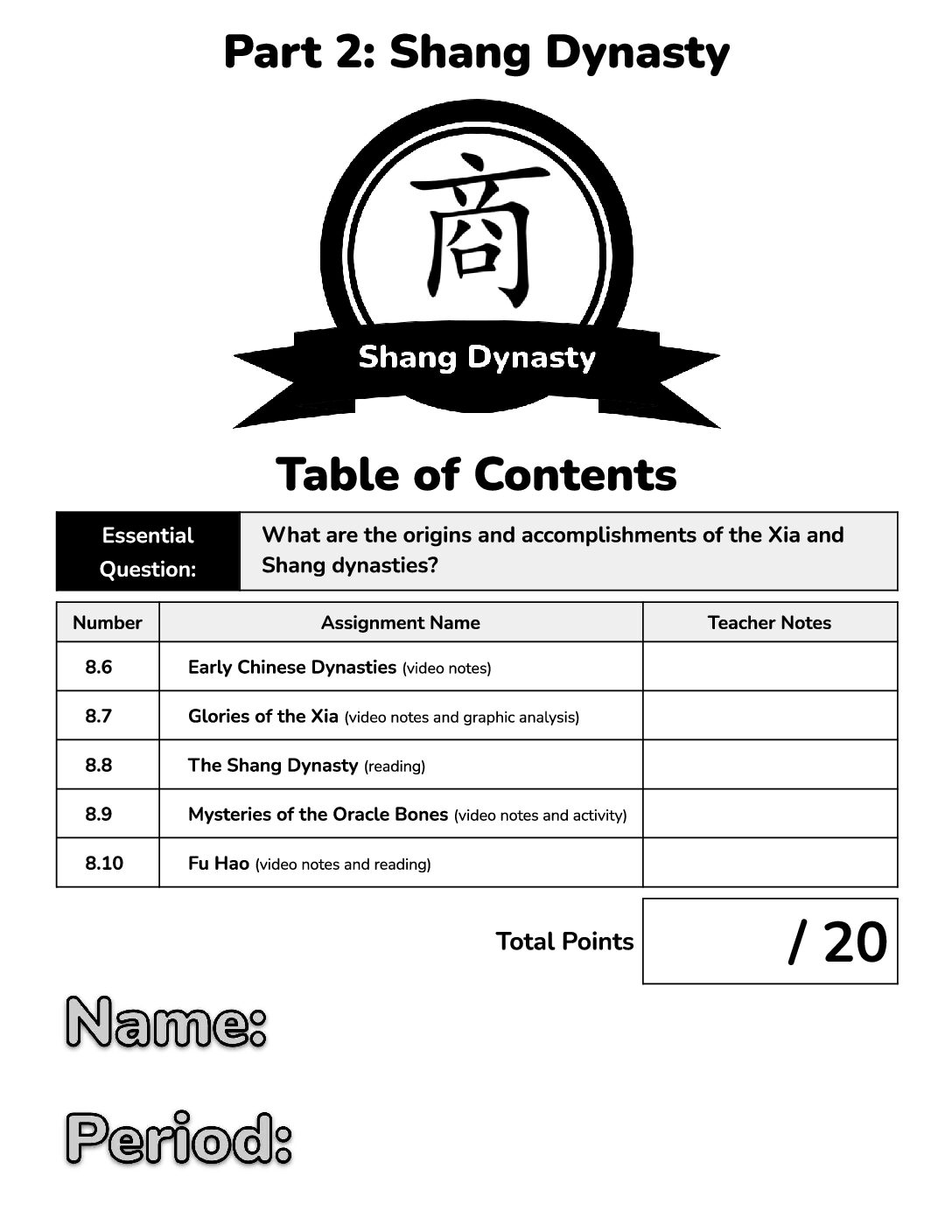 Unit 8 Part 2 Shang Dynasty