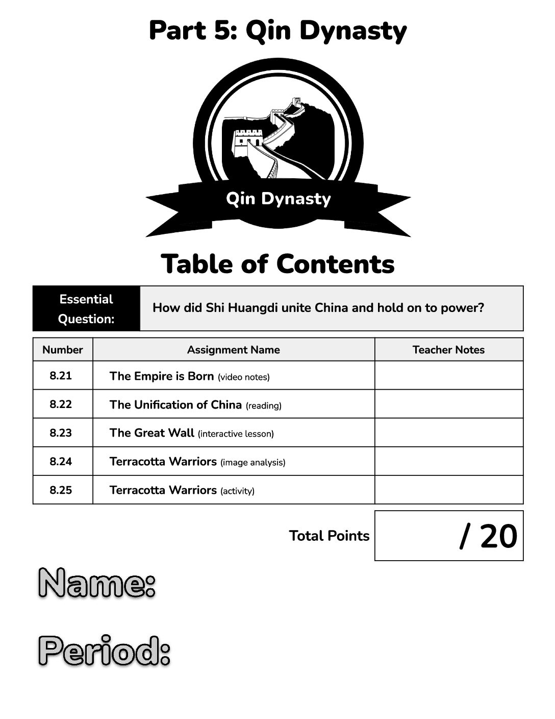 Unit 8 Part 5 Qin Dynasty