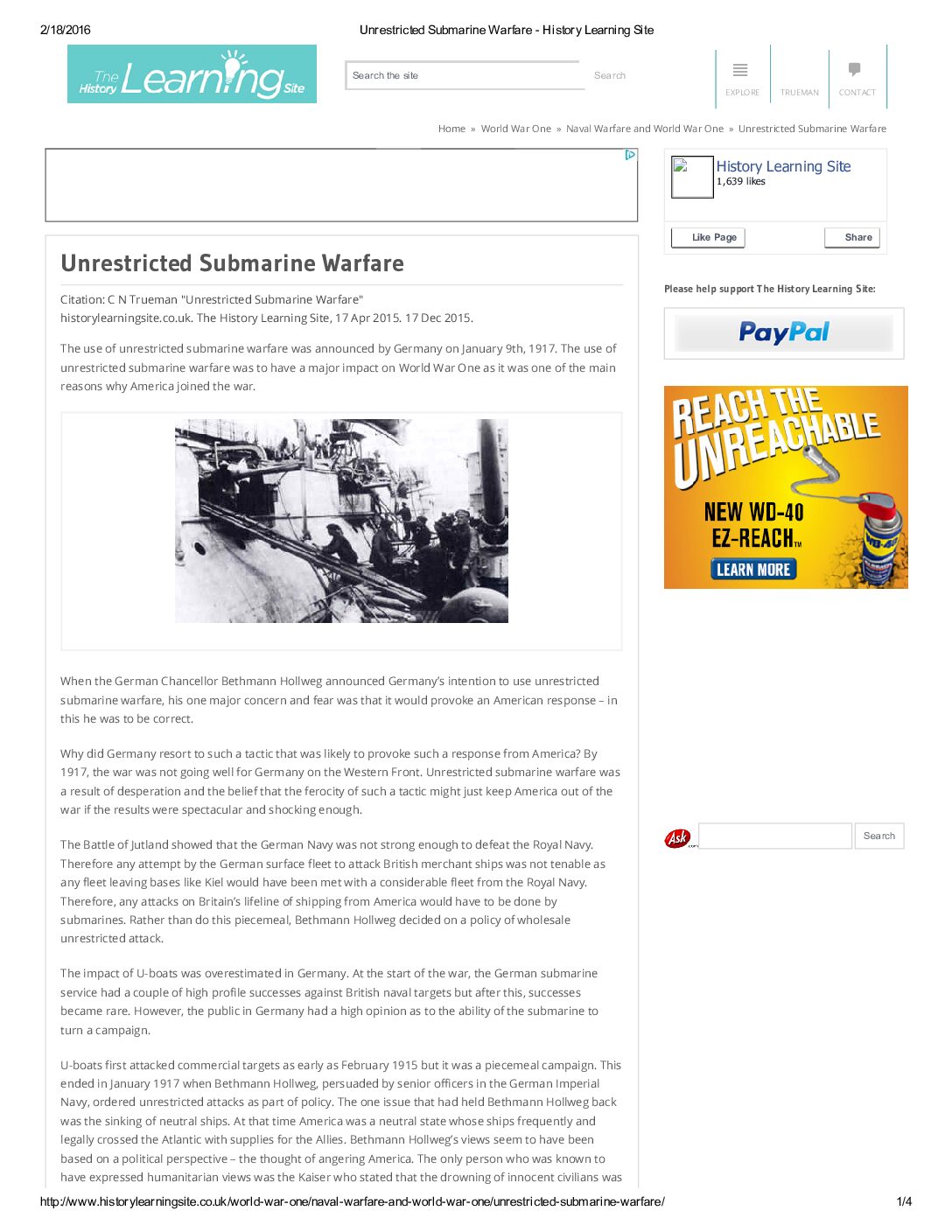 Unrestricted Submarine Warfare History Learning Site