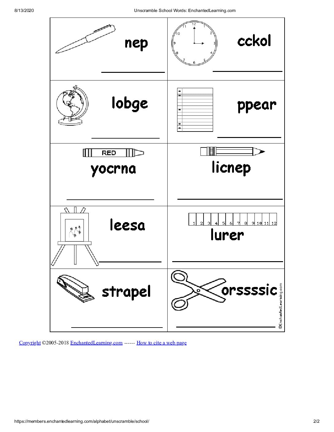 Unscramble School