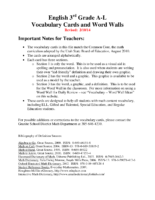 Vocabulary Cards 3Rd Grade A L