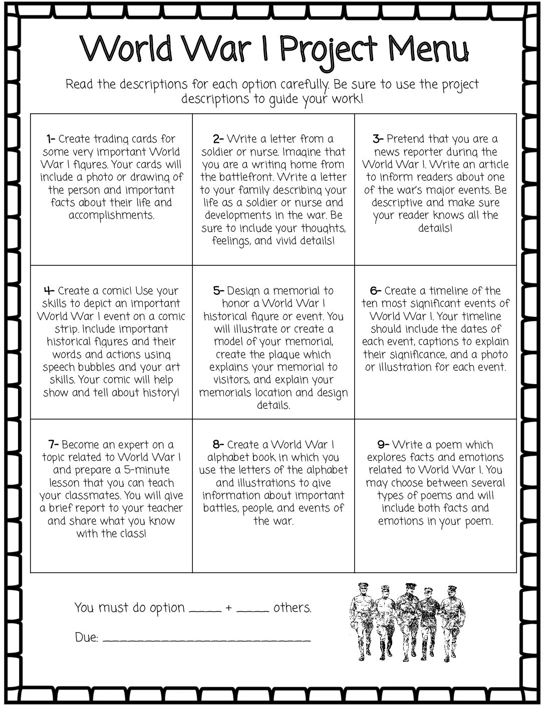 World War 1 Project Menu