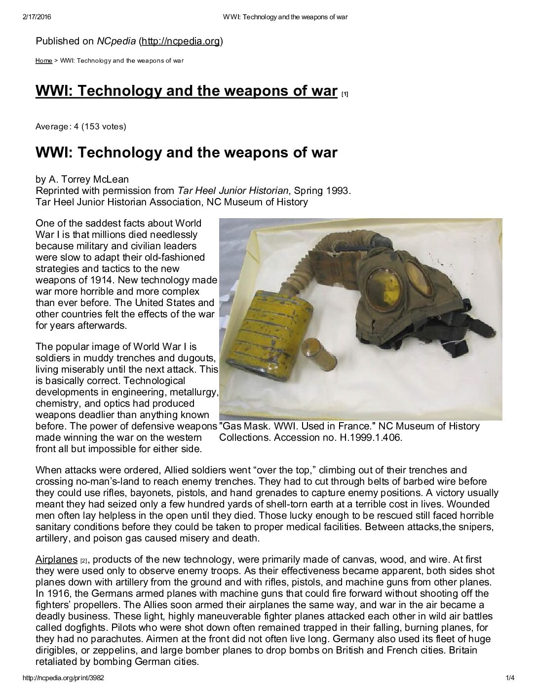 Wwı Technology And The Weapons Of War Article
